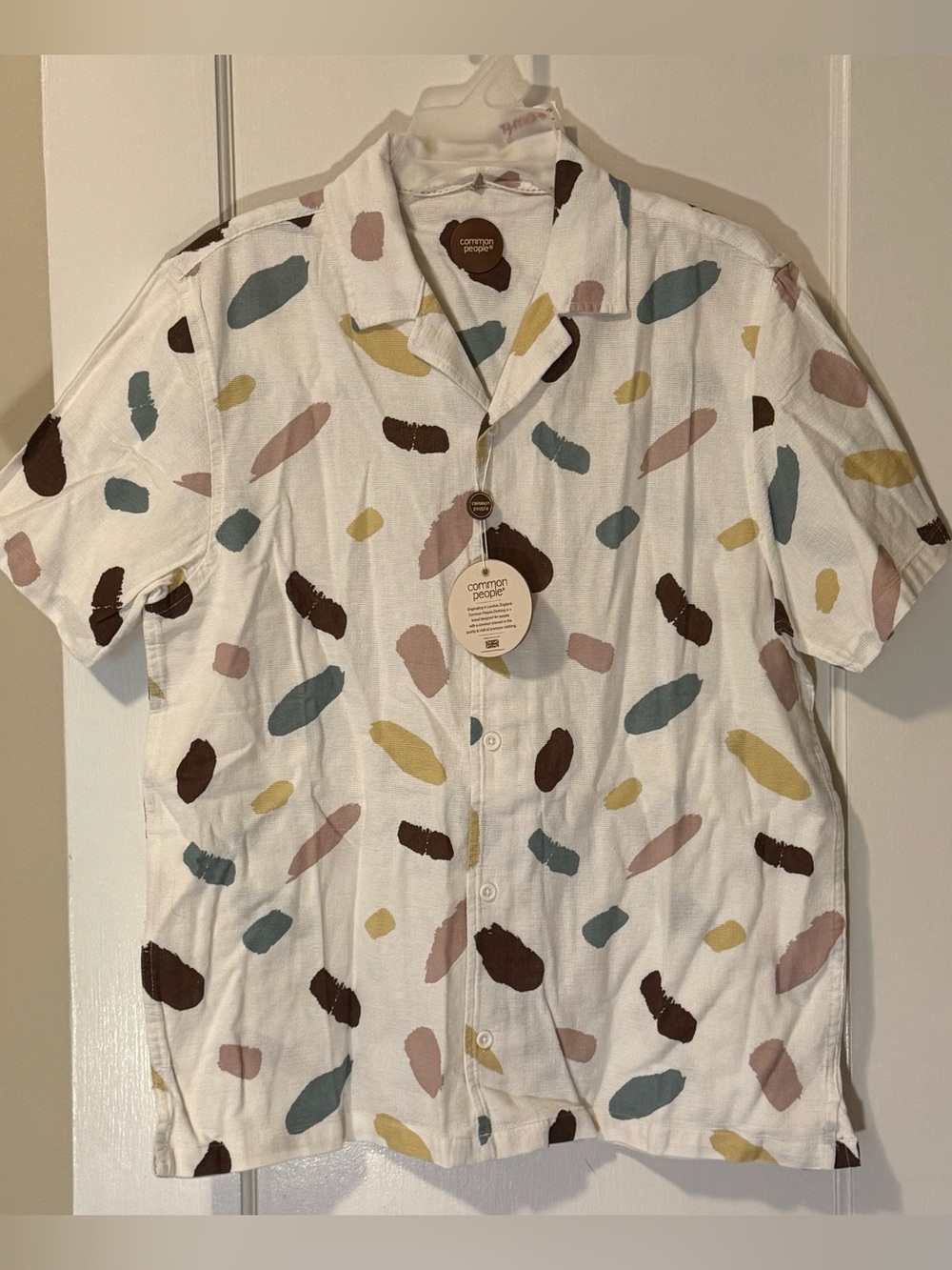 Common People Multi Contour Paint Splatter Button Down Shirt (L) NWT